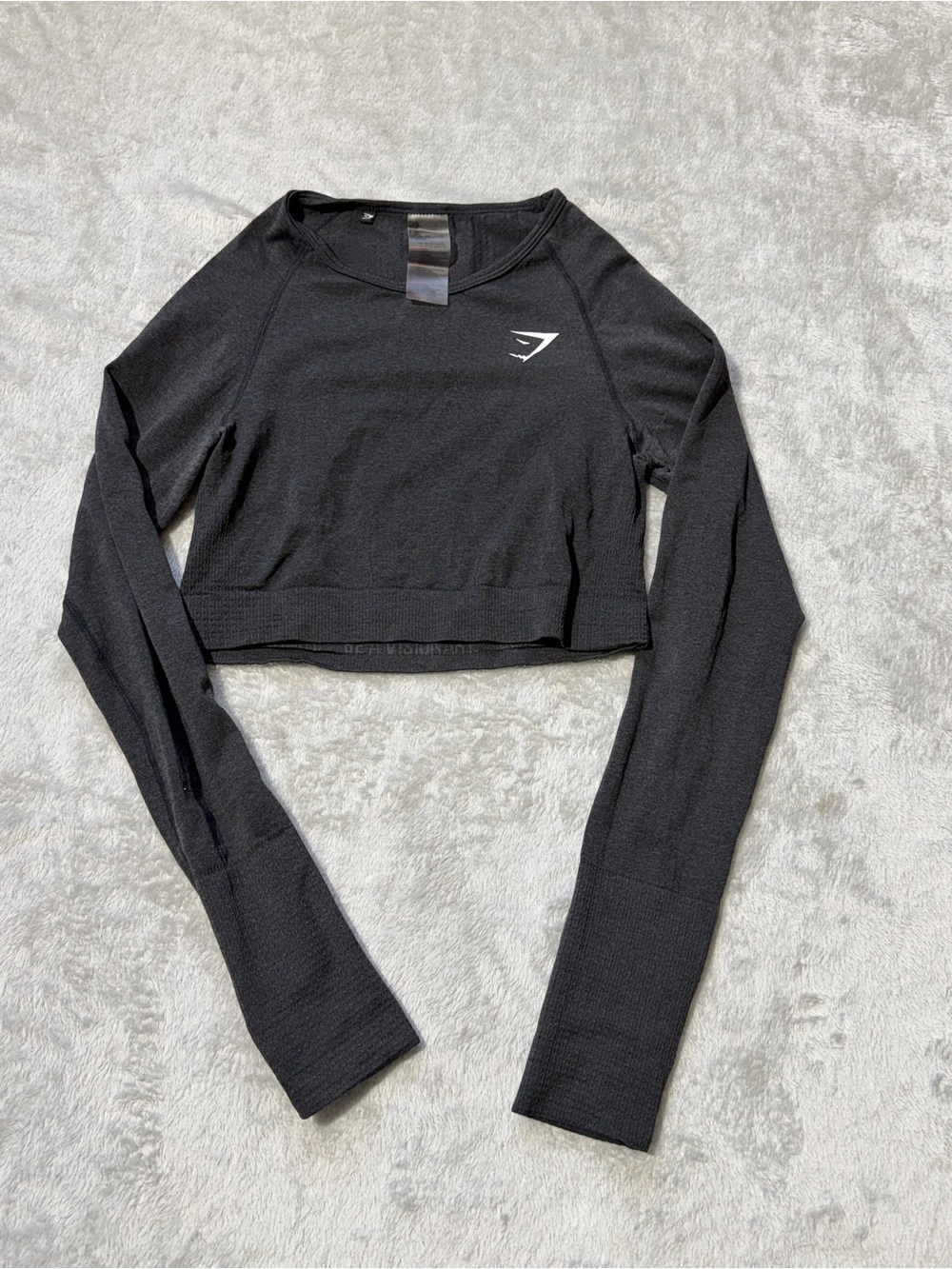 Gymshark Black Long-Sleeve Cropped Seamless Performance Top